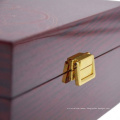 Small MOQ Custom Logo Printed Luxury Wooden Watch Packaging Box With Gold Lock